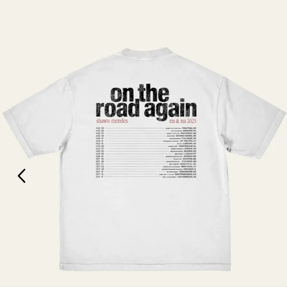 🆕️ Shawn Mendes On The Road Again 2025 Tour Heart Tee - Picture 2 of 8